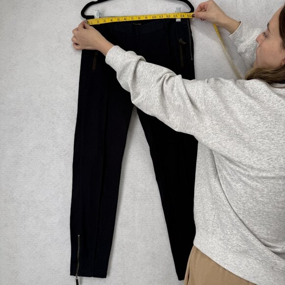 Massimo Dutti Pants Womens Small navy Slim Tapered Ankle Zip Pockets Side Zip - Picture 2 of 10